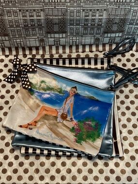 C’est La Vie Henri Bendel Travel Trio Pouches with Ribbon